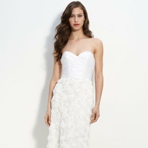 ABS Allen Schwartz White Strapless rosette dress